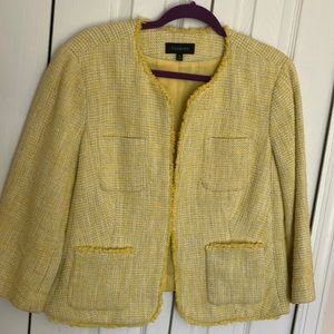 Talbot’s Raw Hemmed Open Front Blazer in Yellow W Hints of Gray